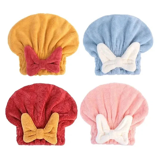 Bow Soft Hair Dry Wrap Lady Turban Head Magic Microfiber Hair Drying Towel Super Absorbent